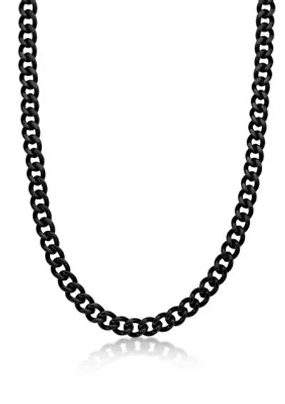 Stainless Steel 11MM Curb Chain Necklace with Black Ion Plating, 20" Length