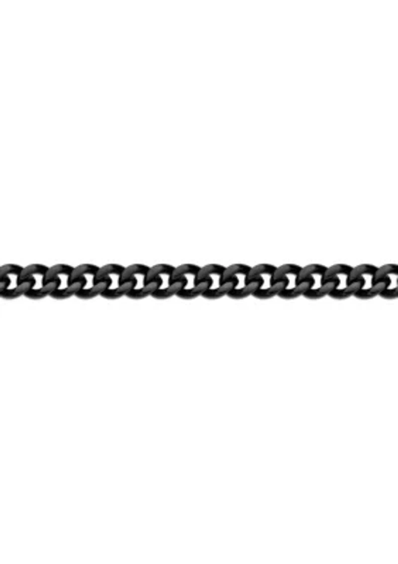 Stainless Steel 11MM Curb Chain Necklace with Black Ion Plating, 20" Length