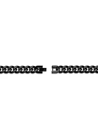 Stainless Steel 11MM Curb Chain Necklace with Black Ion Plating, 20" Length