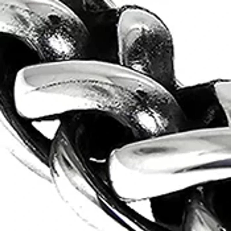 Stainless Steel 8 Millimeter Wheat Chain Bracelet with Black Plating Inlay, 9 Inch