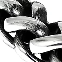 Stainless Steel 8 Millimeter Wheat Chain Bracelet with Black Plating Inlay, 9 Inch