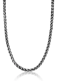 Stainless Steel 5MM Wheat Chain Necklace with Black Plating, 24” Length