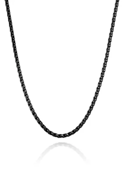 Stainless Steel 3MM Wheat Chain Necklace with Antique Finish, 20" Length