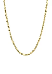 Stainless Steel 3MM Wheat Chain Necklace with Goldtone Ion Plating, 18" Length