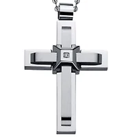 Men's Stainless Steel Cubic Zirconia Cross Pendant