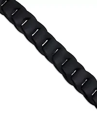 Men's Stainless Steel and Black Leather Bracelet