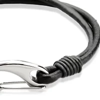 Men's Leather and Stainless Steel Bracelet