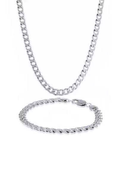 Men's Stainless Steel Necklace and Bracelet Set