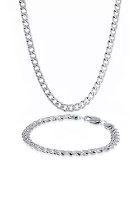 Men's Stainless Steel Necklace and Bracelet Set