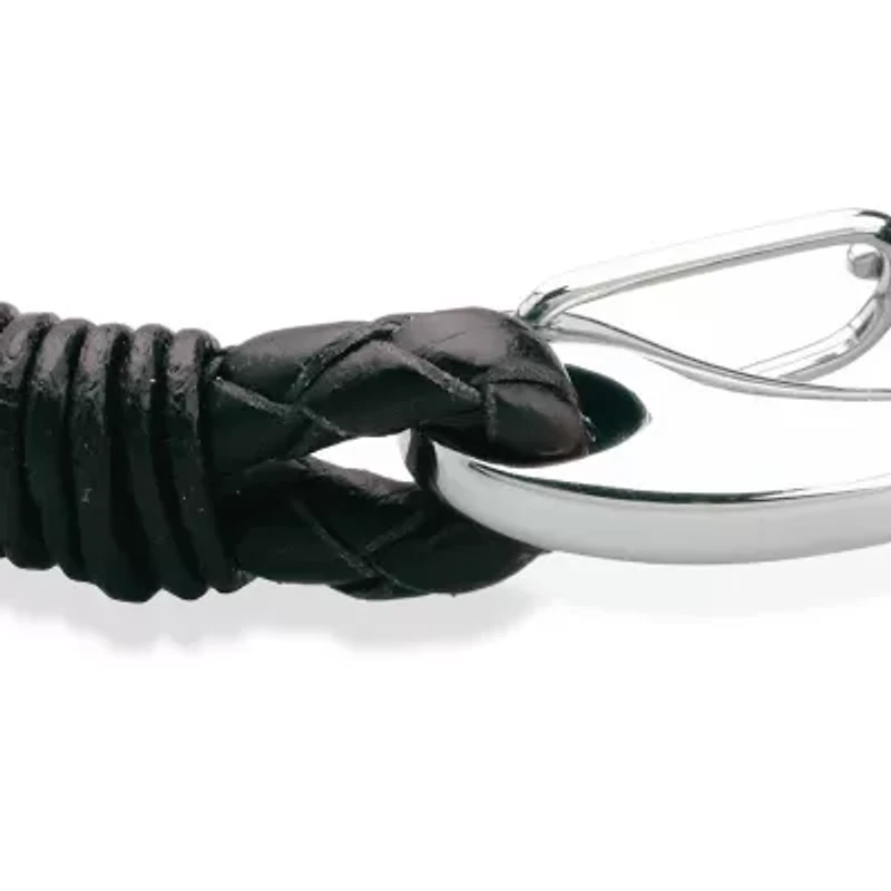 Men's Stainless Steel and Leather Bracelet