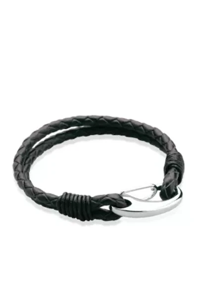 Men's Stainless Steel and Leather Bracelet