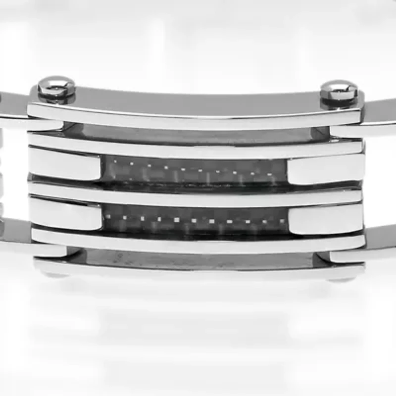 Men's Stainless Steel and Carbon Fiber Bracelet