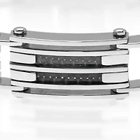 Men's Stainless Steel and Carbon Fiber Bracelet