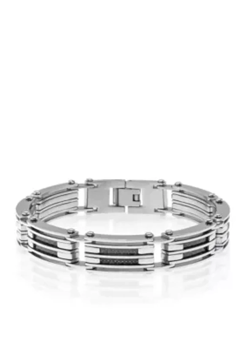 Men's Stainless Steel and Carbon Fiber Bracelet