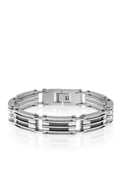 Men's Stainless Steel and Carbon Fiber Bracelet