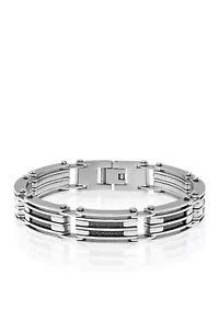 Men's Stainless Steel and Carbon Fiber Bracelet