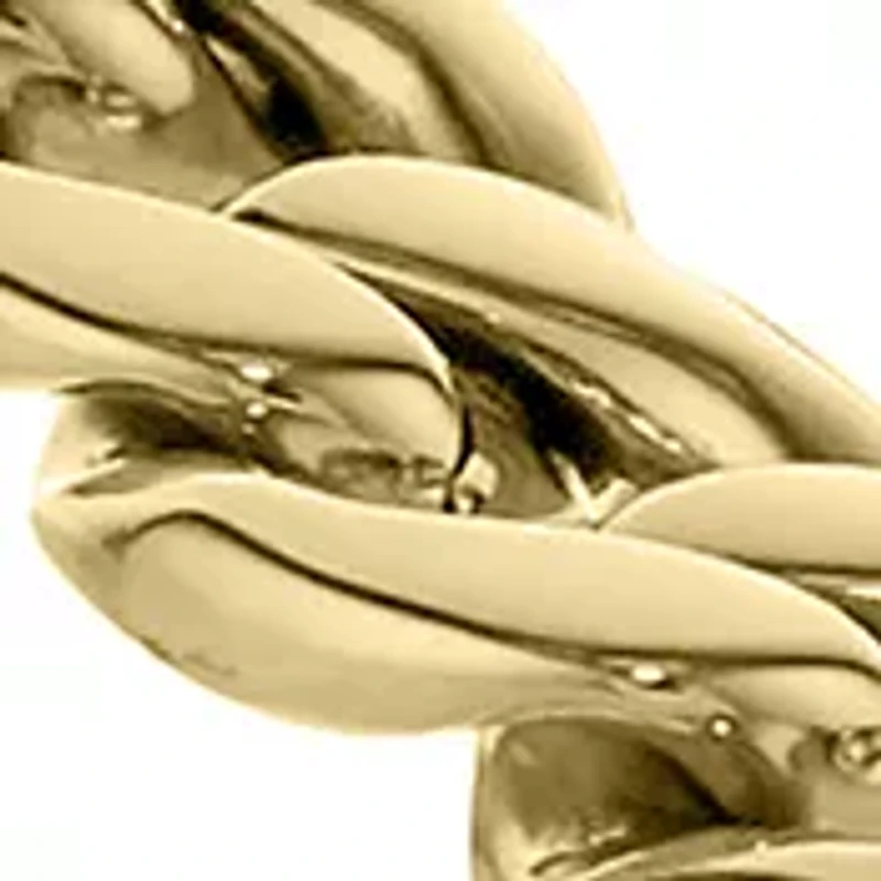 Stainless Steel 9 Millimeter Figaro Chain Bracelet with Gold Tone Ion Plating, 9 Inch