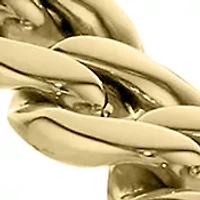 Stainless Steel 9 Millimeter Figaro Chain Bracelet with Gold Tone Ion Plating, 9 Inch