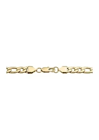 Stainless Steel 9 Millimeter Figaro Chain Bracelet with Gold Tone Ion Plating, 9 Inch