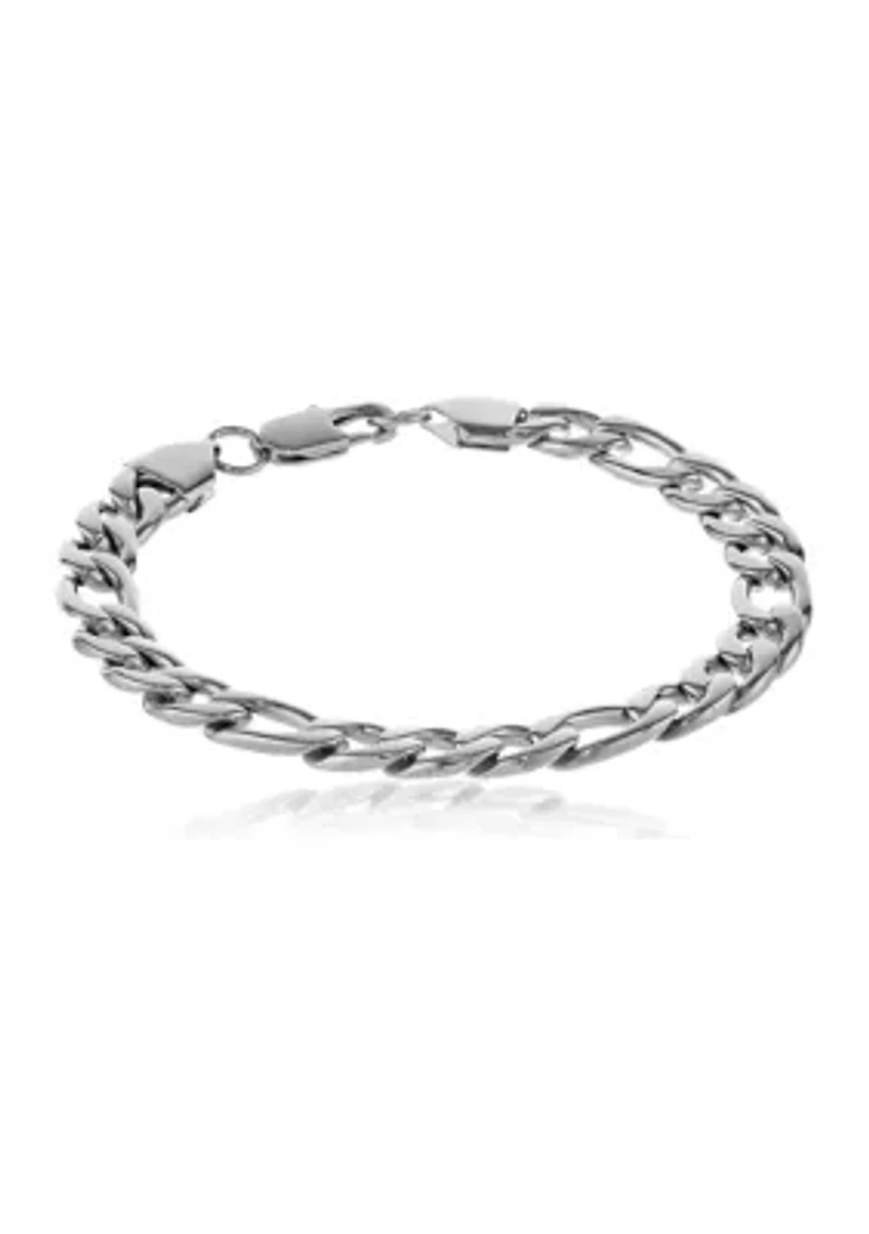 Stainless Steel 9 Millimeter Figaro Chain Bracelet, 9 Inch