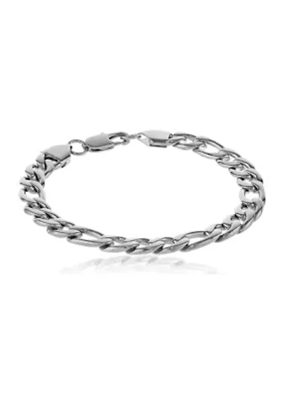 Stainless Steel 9 Millimeter Figaro Chain Bracelet, 9 Inch