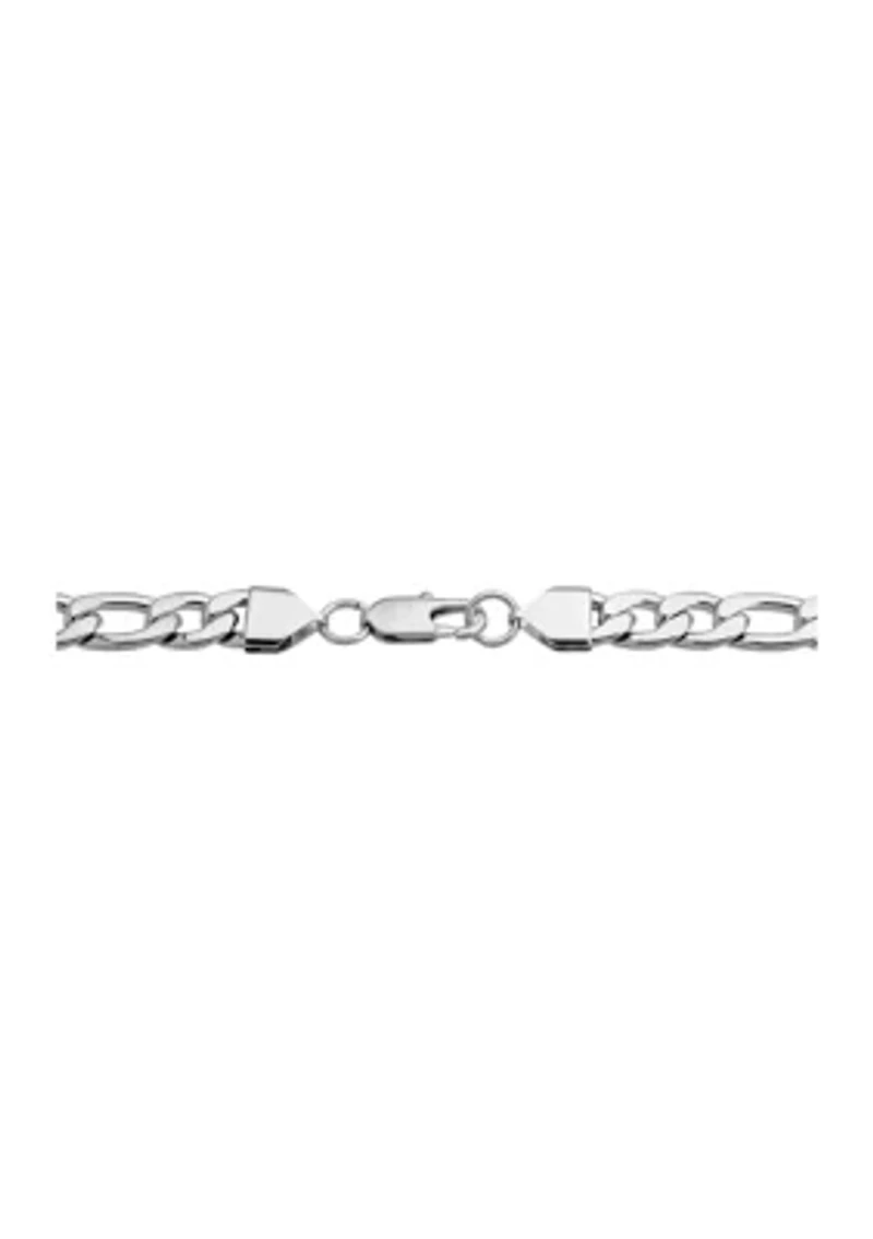 Stainless Steel 9 Millimeter Figaro Chain Bracelet, 9 Inch