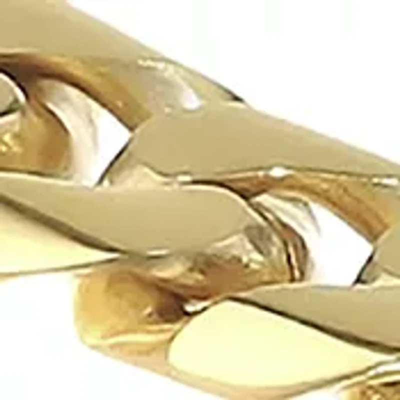 Stainless Steel 10 Millimeter Cuban Chain Bracelet with Gold Tone Ion Plating, 9 Inch