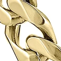 Stainless Steel 11 Millimeter Cuban Chain Necklace with Gold Tone Ion Plating