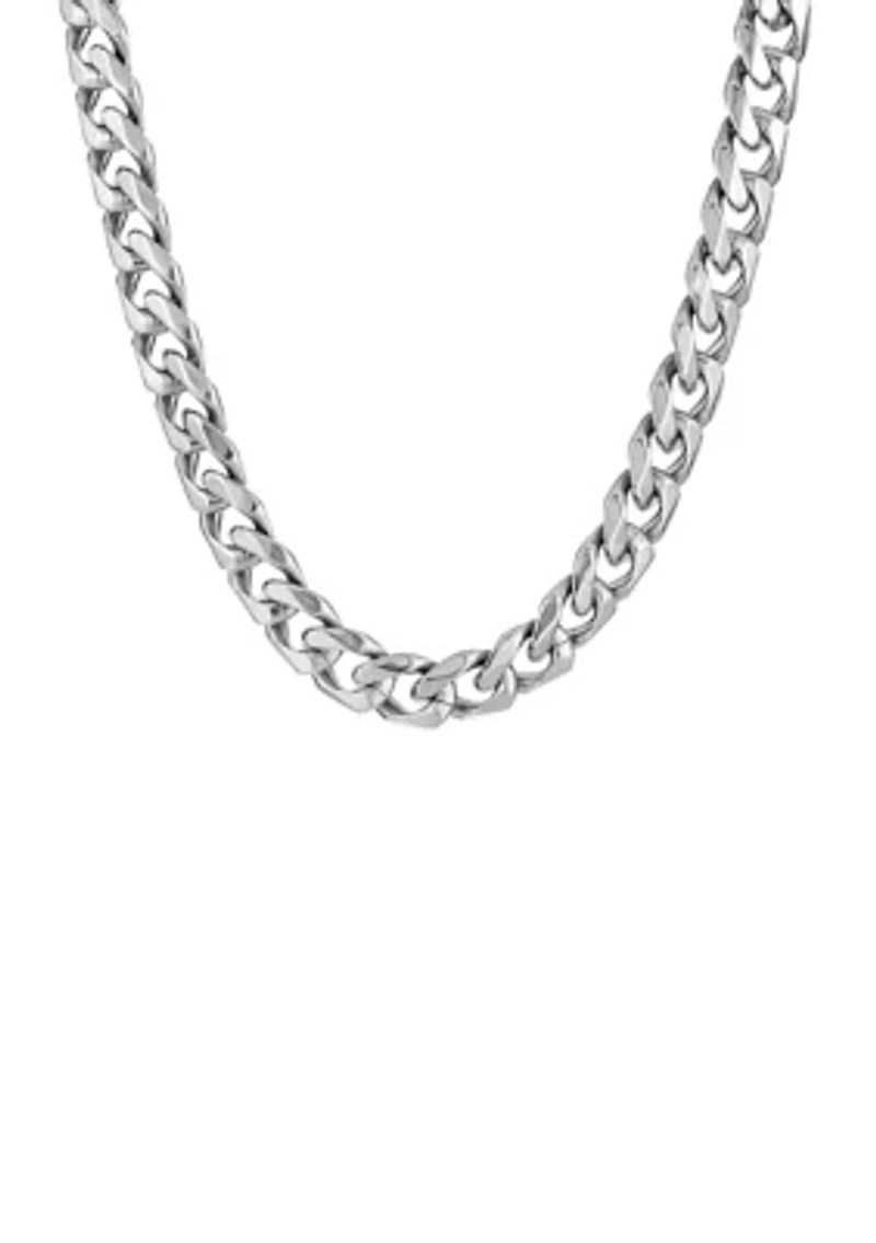 Stainless Steel 11 Millimeter Cuban Chain Necklace 24 Inch