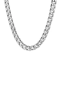 Stainless Steel 11 Millimeter Cuban Chain Necklace 24 Inch