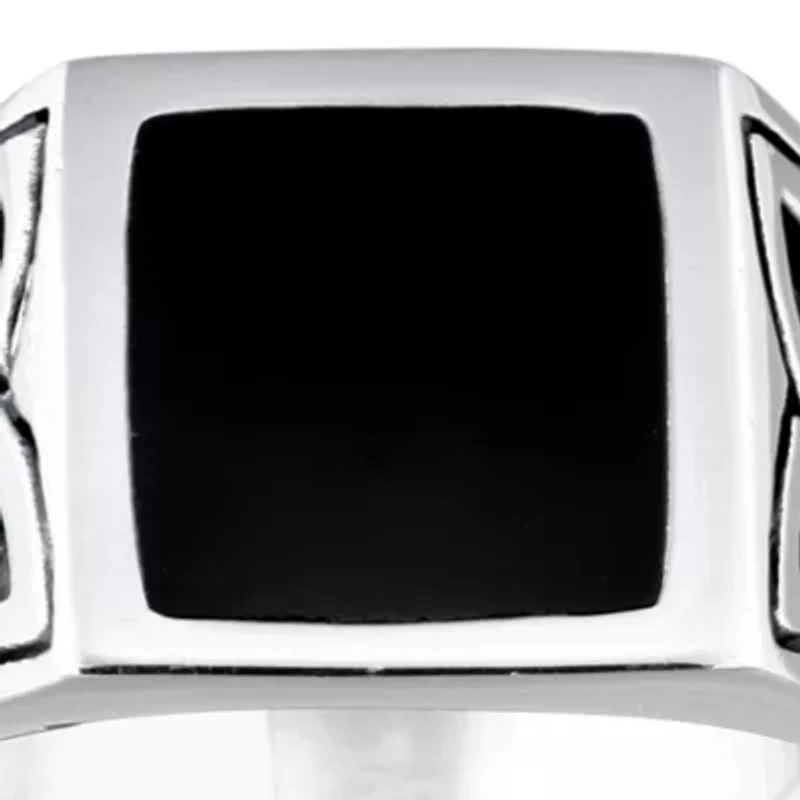 Men's Stainless Steel and Black Resin Celtic Knot Ring