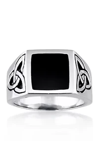 Men's Stainless Steel and Black Resin Celtic Knot Ring
