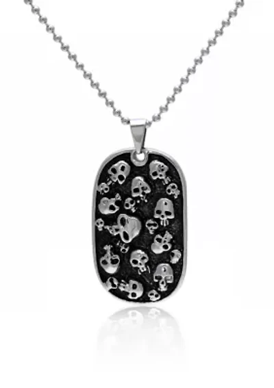 Men's Stainless Steel Skull Dog Tag Pendant