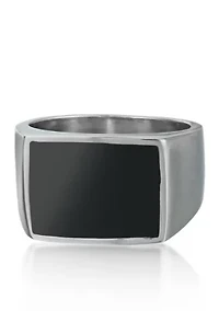 Men's Stainless Steel and Black Resin Ring