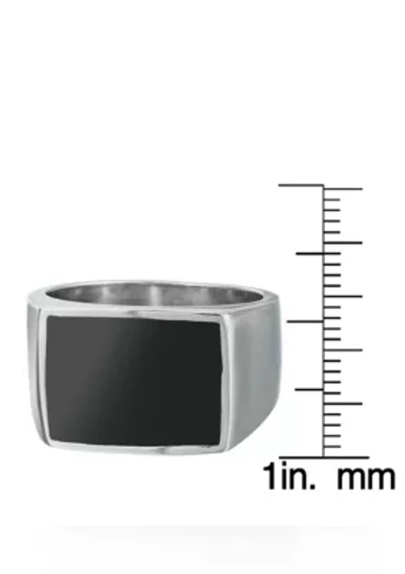 Men's Stainless Steel and Black Resin Ring