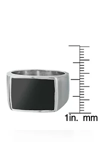 Men's Stainless Steel and Black Resin Ring