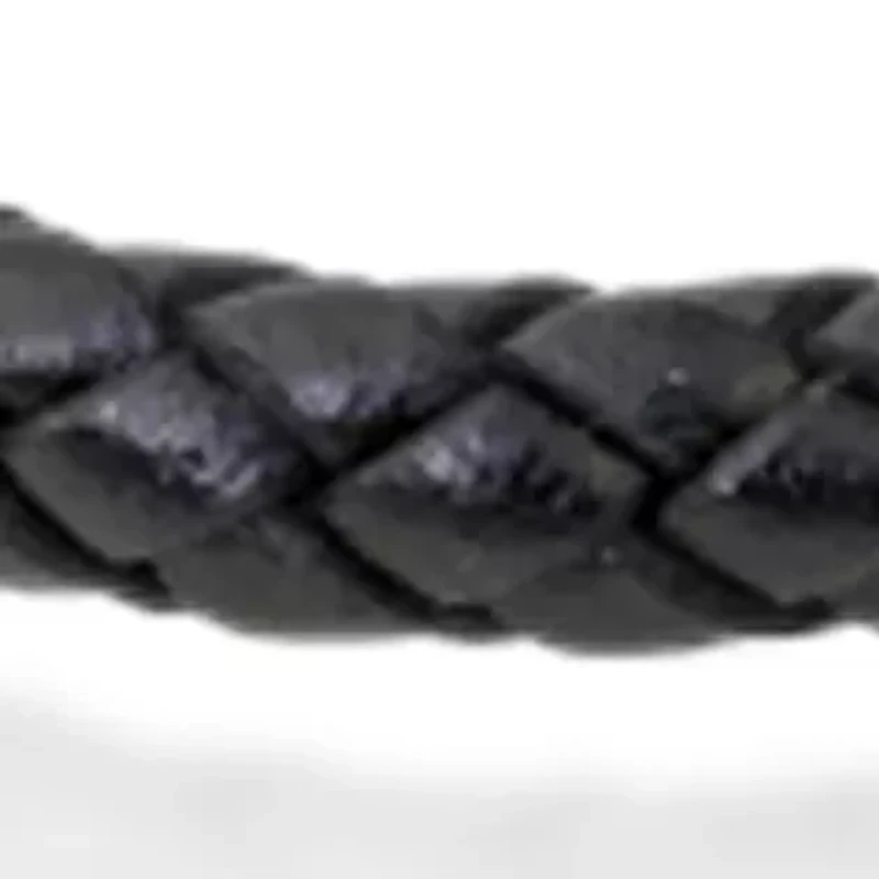 Men's Stainless Steel Black Leather Bracelet