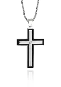 Men's Stainless Steel Cubic Zirconia Cross Pendant