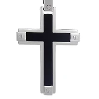 Men's Stainless Steel and Black Resin Cross Pendant