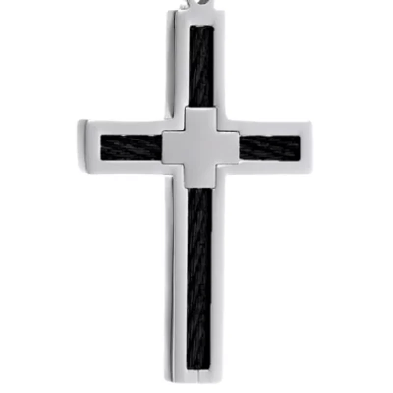 Men's Stainless Steel Cable Cross Pendant
