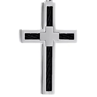 Men's Stainless Steel Cable Cross Pendant