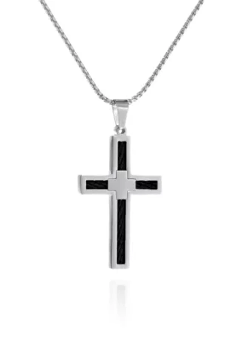 Men's Stainless Steel Cable Cross Pendant