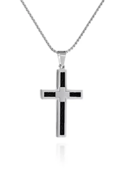 Men's Stainless Steel Cable Cross Pendant