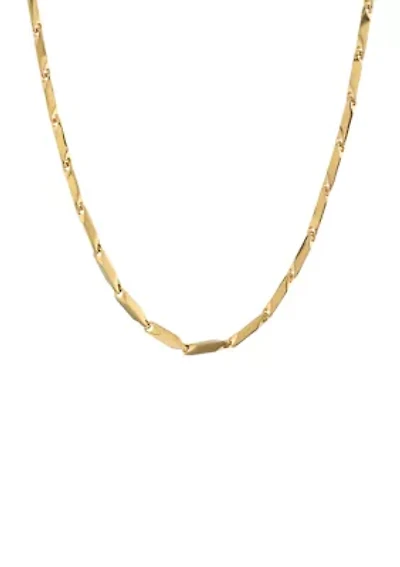 Stainless Steel 2 Millimeter Bullet Chain Necklace with Gold Tone Ion Plating, 24 Inch