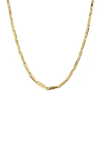 Stainless Steel 2 Millimeter Bullet Chain Necklace with Gold Tone Ion Plating, 24 Inch