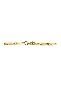 Stainless Steel 2 Millimeter Bullet Chain Necklace with Gold Tone Ion Plating, 24 Inch
