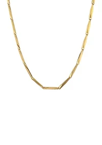 Stainless Steel 3 Millimeter Bullet Chain Necklace with Gold Tone Ion Plating, 24 Inch