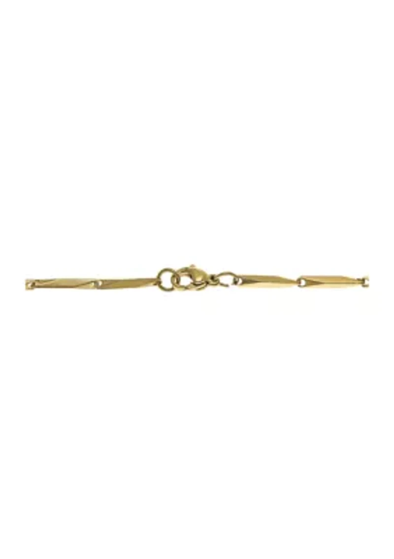 Stainless Steel 3 Millimeter Bullet Chain Necklace with Gold Tone Ion Plating, 24 Inch