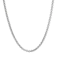 Stainless Steel 3MM Rolo Chain Necklace, 30” Length