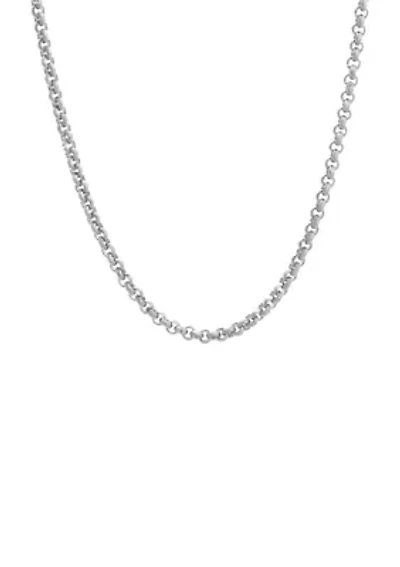 Stainless Steel 3MM Rolo Chain Necklace, 30” Length